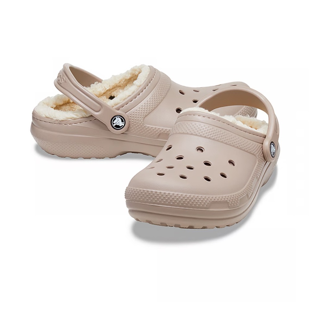 Crocs Classic Lined Clogs M9/w11  Mushroom / Bone Rubber Slip On Shoes